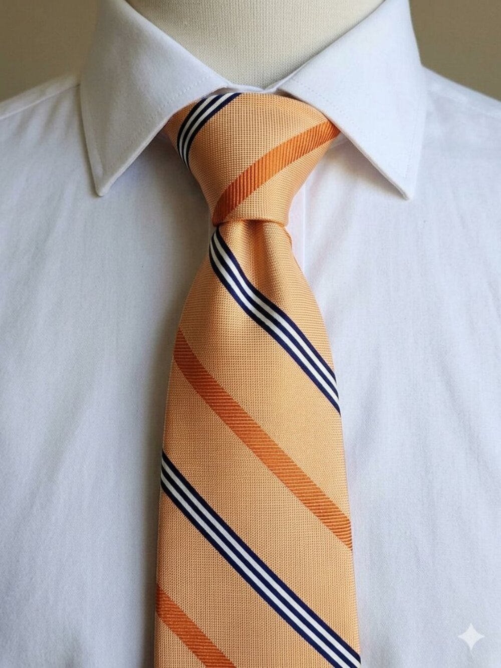 Brooks Brothers Basics Men's Silk Necktie Orange Black Striped Silk Tie 4x58 USA